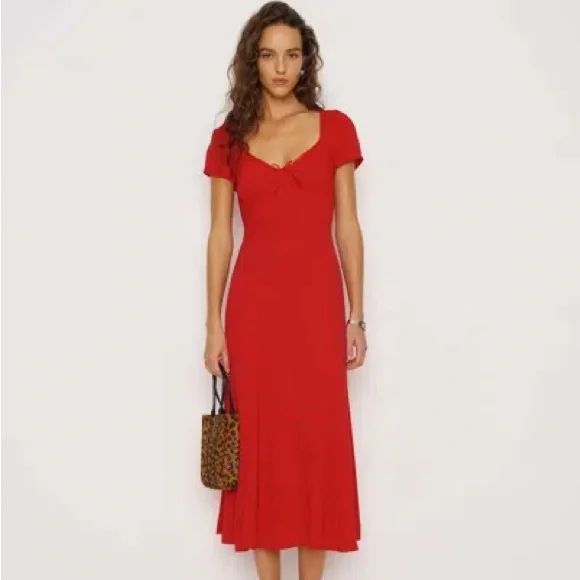 Red reformation Afton dress new with tags size 0 - Picture 1 of 5